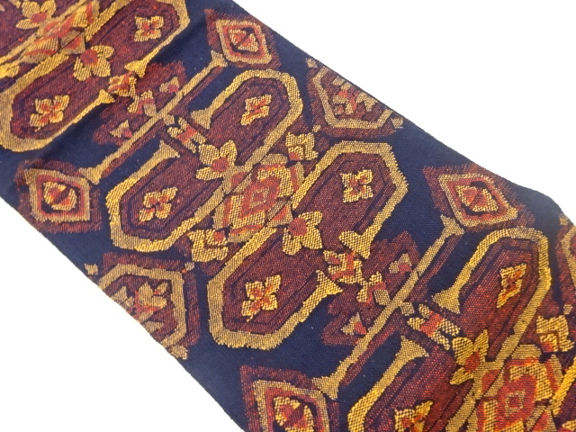 JAPANESE KIMONO / NAGOYA OBI / SILK / HAND WOVEN / MAWATA TSUMUGI / ABSTRACT PATTERN